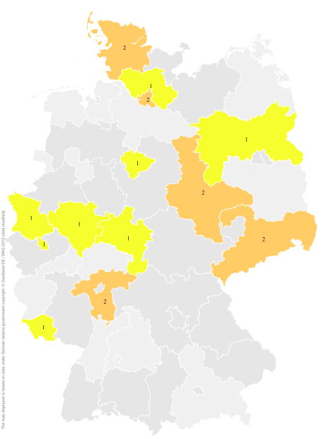 Deutschlandkarte: Regionale Verbreitung der Gebärde