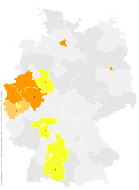 Deutschlandkarte: Regionale Verbreitung der Gebärde