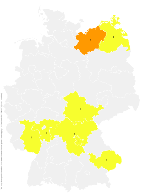 Deutschlandkarte: Regionale Verbreitung der Gebärde