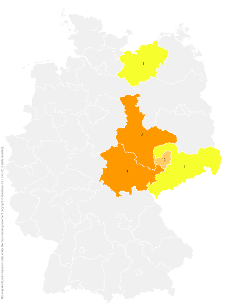 Deutschlandkarte: Regionale Verbreitung der Gebärde
