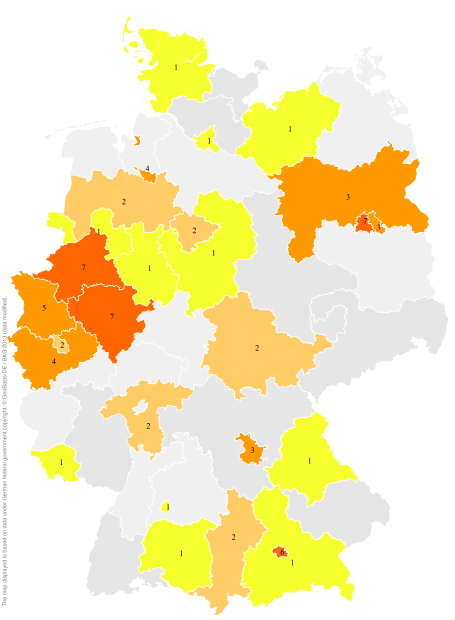 Deutschlandkarte: Regionale Verbreitung der Gebärde