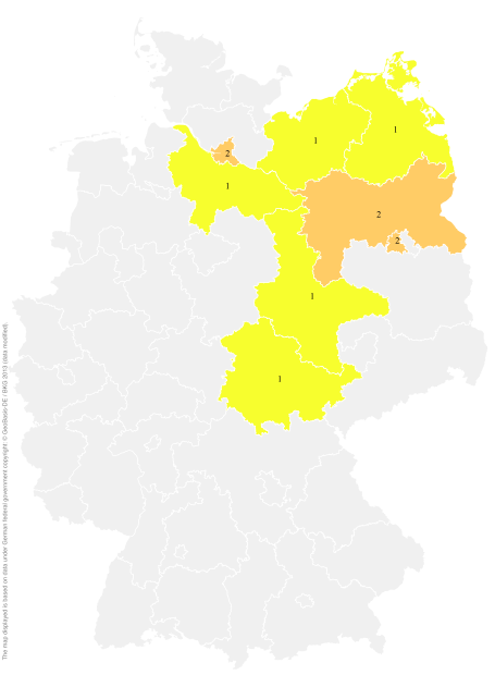Deutschlandkarte: Regionale Verbreitung der Gebärde