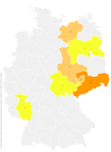 Deutschlandkarte: Regionale Verbreitung der Gebärde
