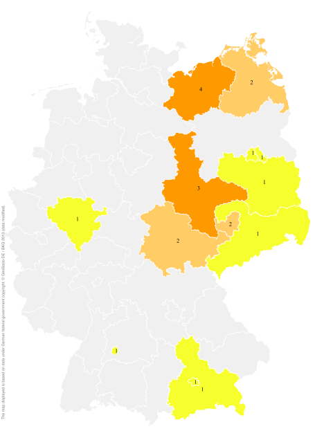 Deutschlandkarte: Regionale Verbreitung der Gebärde
