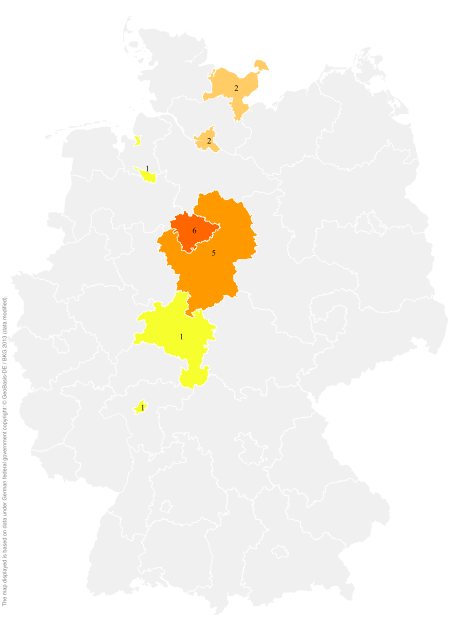 Deutschlandkarte: Regionale Verbreitung der Gebärde