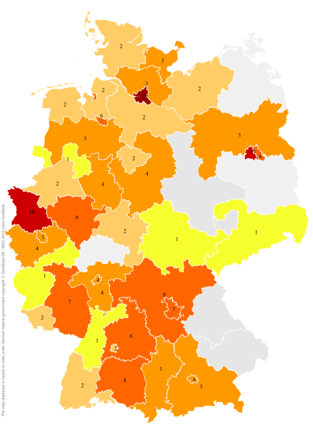 Deutschlandkarte: Regionale Verbreitung der Gebärde