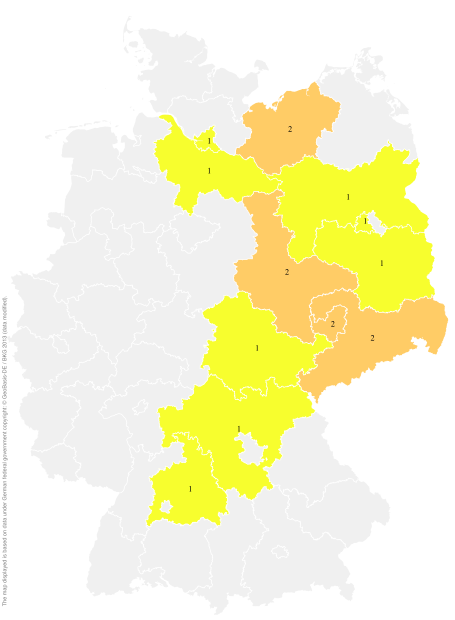 Deutschlandkarte: Regionale Verbreitung der Gebärde