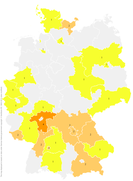Deutschlandkarte: Regionale Verbreitung der Gebärde