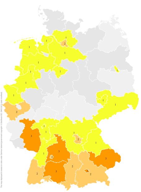 Deutschlandkarte: Regionale Verbreitung der Gebärde