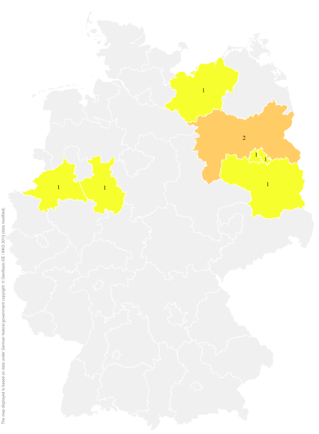 Deutschlandkarte: Regionale Verbreitung der Gebärde