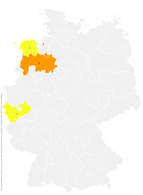 Deutschlandkarte: Regionale Verbreitung der Gebärde