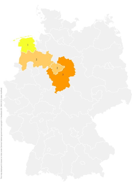 Deutschlandkarte: Regionale Verbreitung der Gebärde