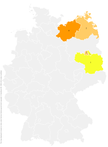 Deutschlandkarte: Regionale Verbreitung der Gebärde