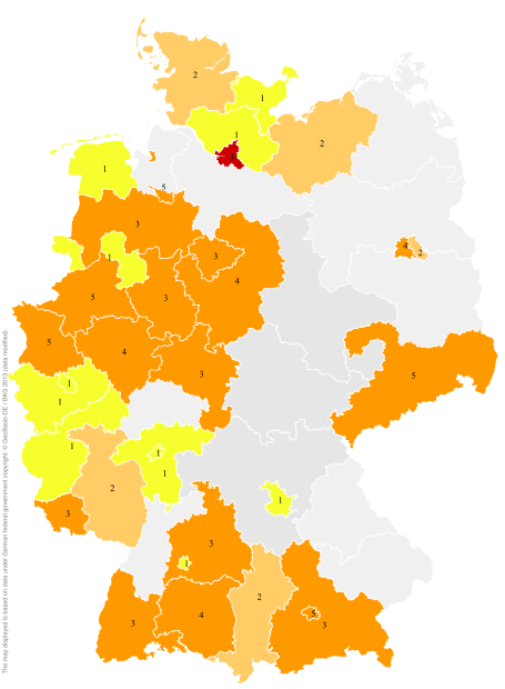 Deutschlandkarte: Regionale Verbreitung der Gebärde