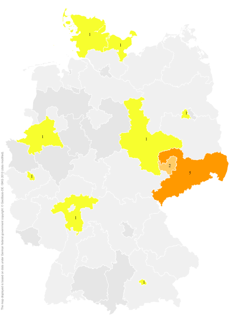 Deutschlandkarte: Regionale Verbreitung der Gebärde