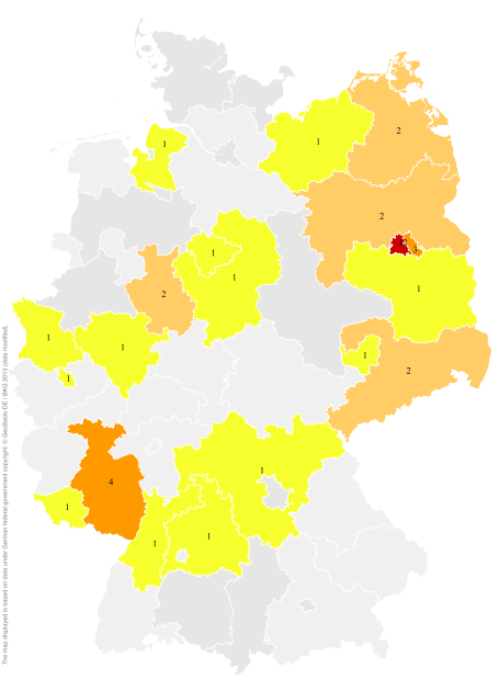 Deutschlandkarte: Regionale Verbreitung der Gebärde