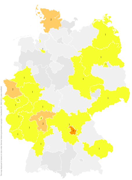 Deutschlandkarte: Regionale Verbreitung der Gebärde
