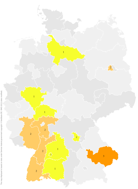 Deutschlandkarte: Regionale Verbreitung der Gebärde