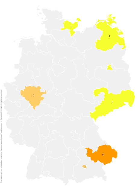 Deutschlandkarte: Regionale Verbreitung der Gebärde