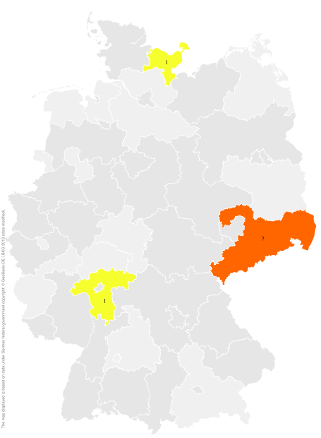 Deutschlandkarte: Regionale Verbreitung der Gebärde