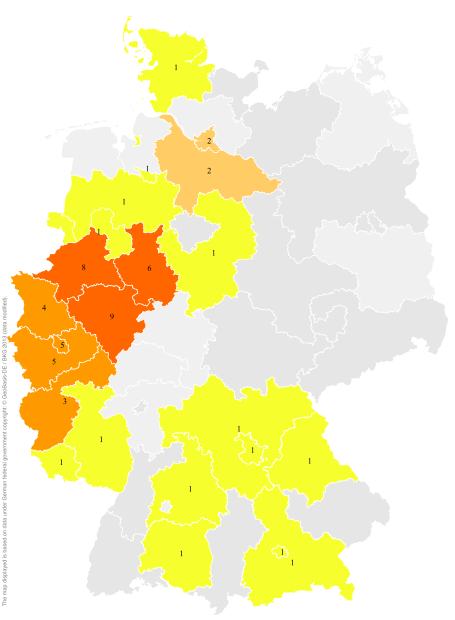 Deutschlandkarte: Regionale Verbreitung der Gebärde