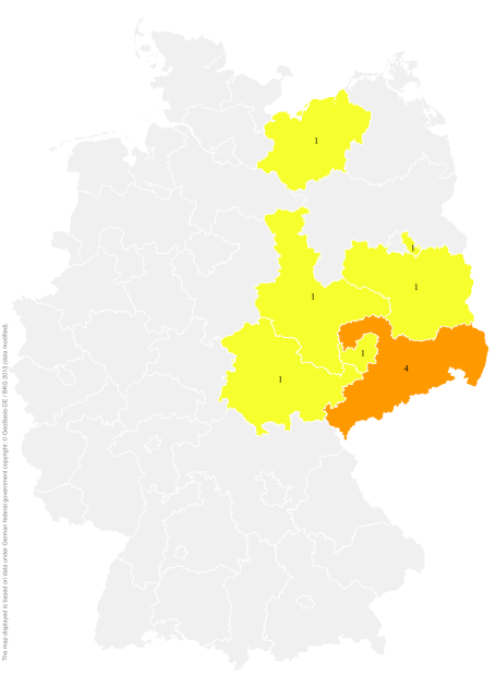 Deutschlandkarte: Regionale Verbreitung der Gebärde