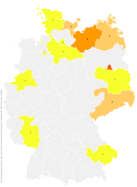 Deutschlandkarte: Regionale Verbreitung der Gebärde