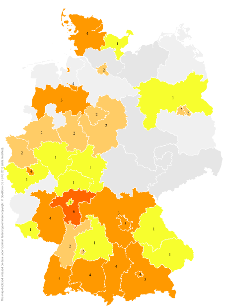 Deutschlandkarte: Regionale Verbreitung der Gebärde