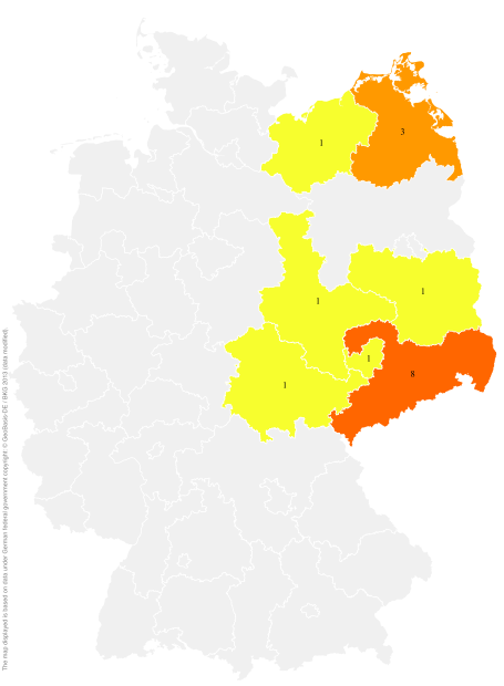 Deutschlandkarte: Regionale Verbreitung der Gebärde