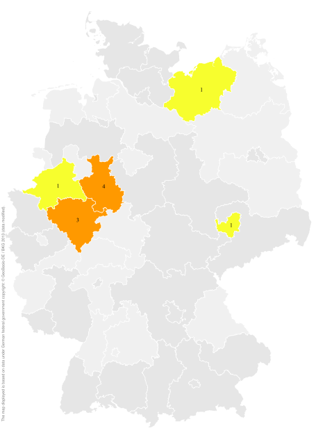 Deutschlandkarte: Regionale Verbreitung der Gebärde