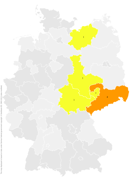 Deutschlandkarte: Regionale Verbreitung der Gebärde