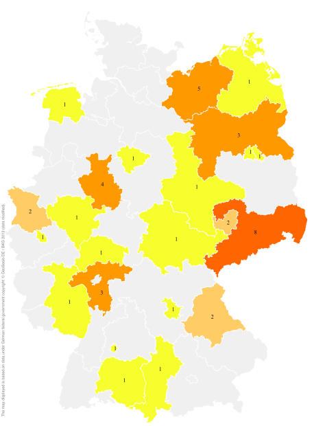 Deutschlandkarte: Regionale Verbreitung der Gebärde
