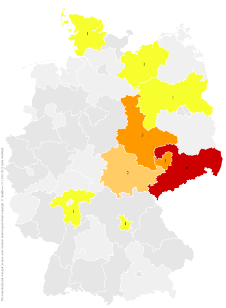 Deutschlandkarte: Regionale Verbreitung der Gebärde
