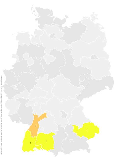Deutschlandkarte: Regionale Verbreitung der Gebärde