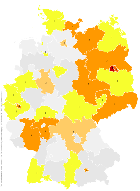 Deutschlandkarte: Regionale Verbreitung der Gebärde