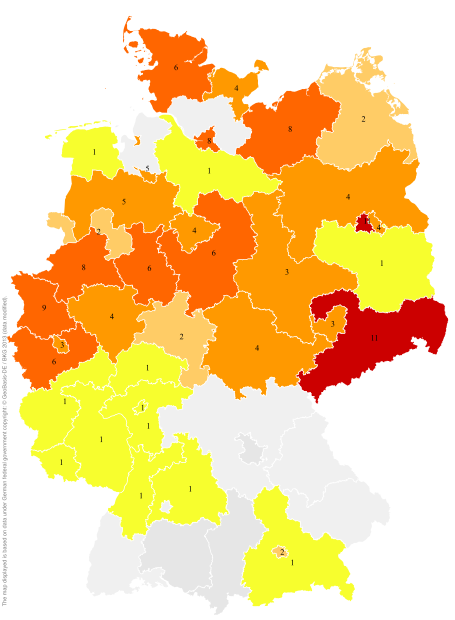 Deutschlandkarte: Regionale Verbreitung der Gebärde