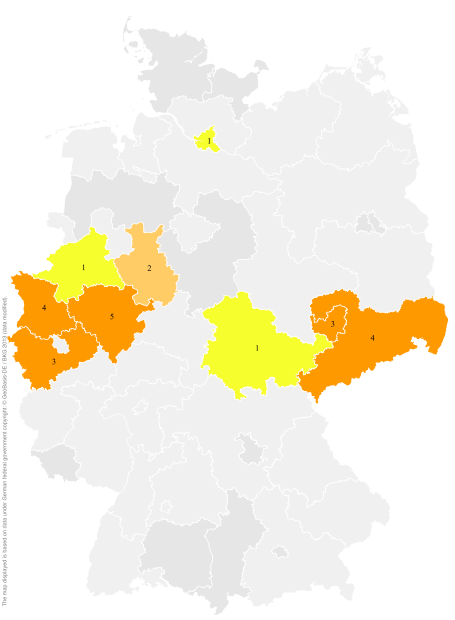 Deutschlandkarte: Regionale Verbreitung der Gebärde