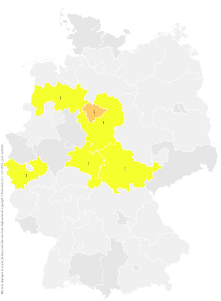 Deutschlandkarte: Regionale Verbreitung der Gebärde
