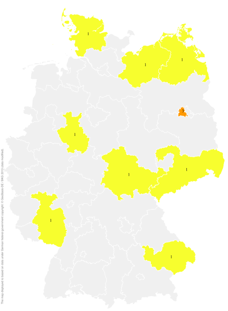 Deutschlandkarte: Regionale Verbreitung der Gebärde