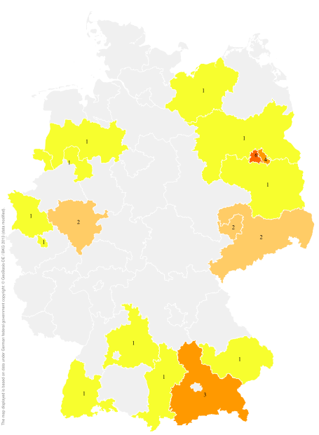 Deutschlandkarte: Regionale Verbreitung der Gebärde