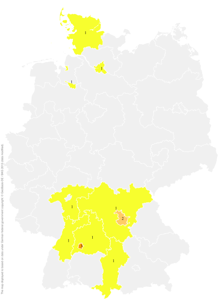 Deutschlandkarte: Regionale Verbreitung der Gebärde