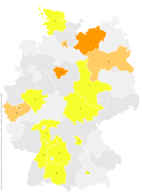 Deutschlandkarte: Regionale Verbreitung der Gebärde