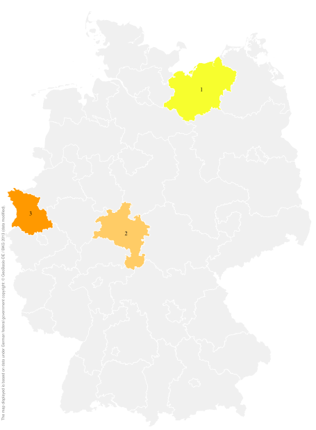Deutschlandkarte: Regionale Verbreitung der Gebärde