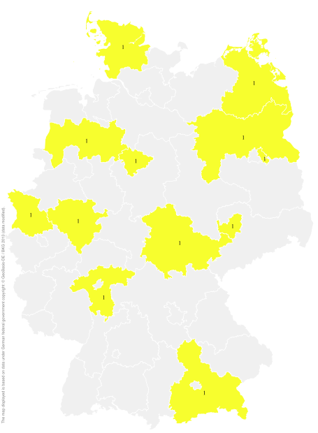 Deutschlandkarte: Regionale Verbreitung der Gebärde
