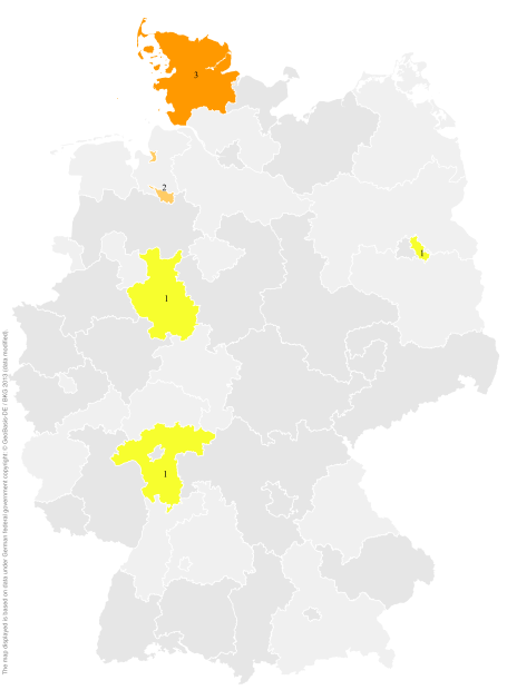 Deutschlandkarte: Regionale Verbreitung der Gebärde