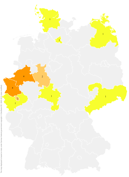 Deutschlandkarte: Regionale Verbreitung der Gebärde