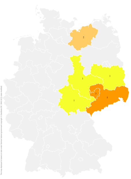 Deutschlandkarte: Regionale Verbreitung der Gebärde