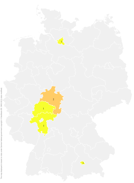 Deutschlandkarte: Regionale Verbreitung der Gebärde