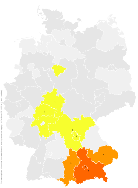 Deutschlandkarte: Regionale Verbreitung der Gebärde