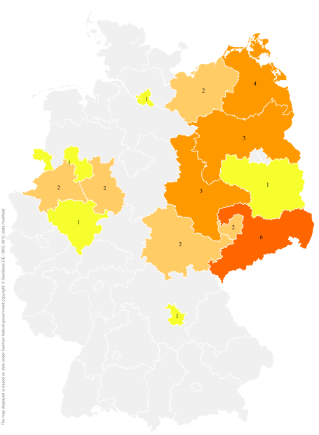 Deutschlandkarte: Regionale Verbreitung der Gebärde